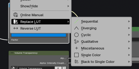 Replace LUT menu opened by right-clicking the Color LUT ramp
