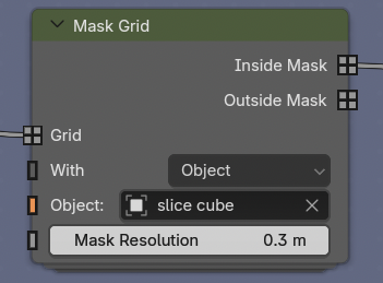 The Mask Grid node using the Slice Cube as its object mask